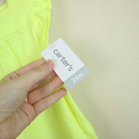 Carter’s Neon Yellow Ruffle Blouse Scoop Neck 12M - Picture 4 of 8